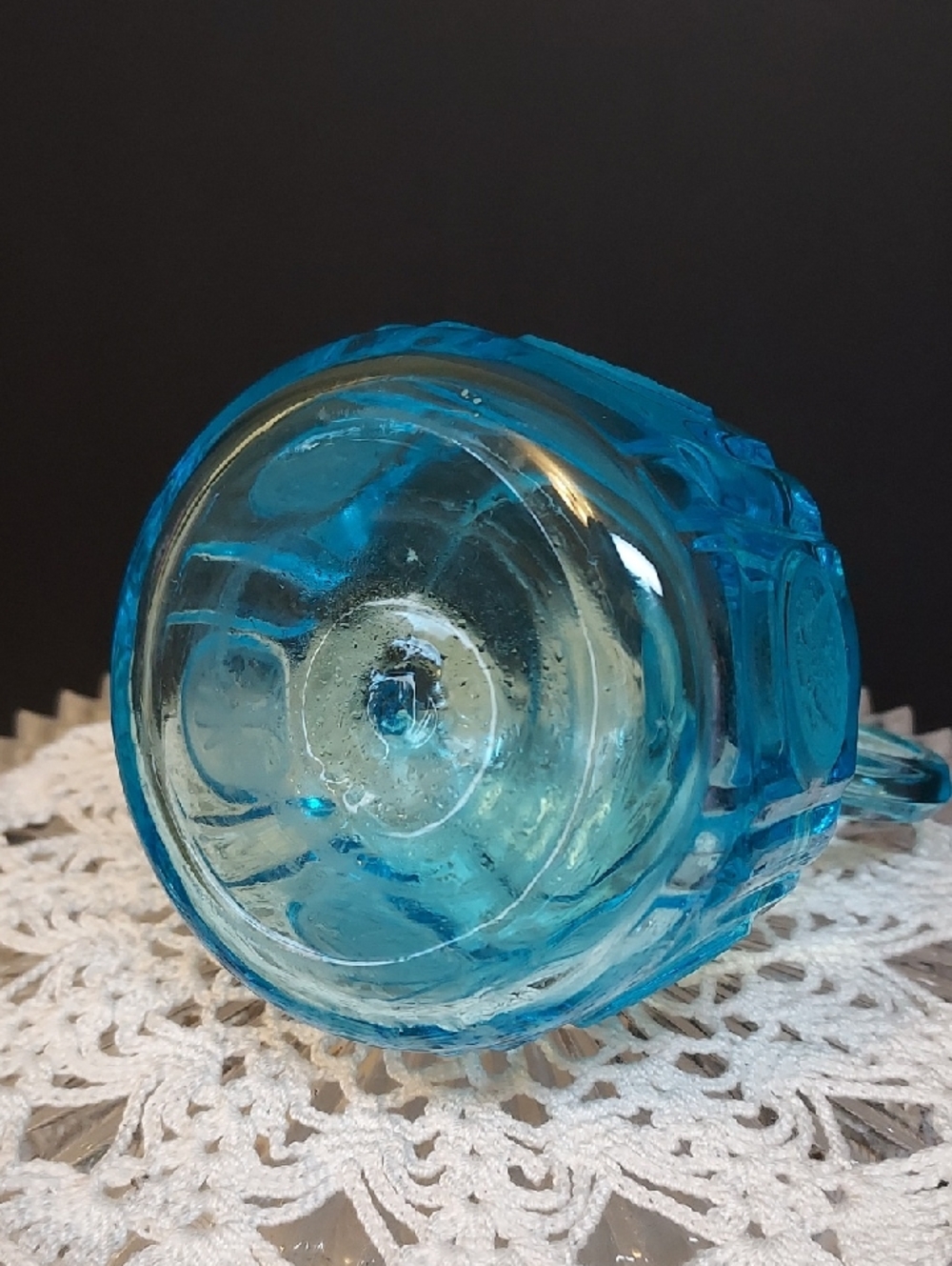 Vintage Fostoria Blue Glass Cruet With Stopper 1960s - Picture 6 of 10